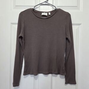 Cyrus Essentials Charcoal waffle-knit thermal Long Sleeve top size large Winter